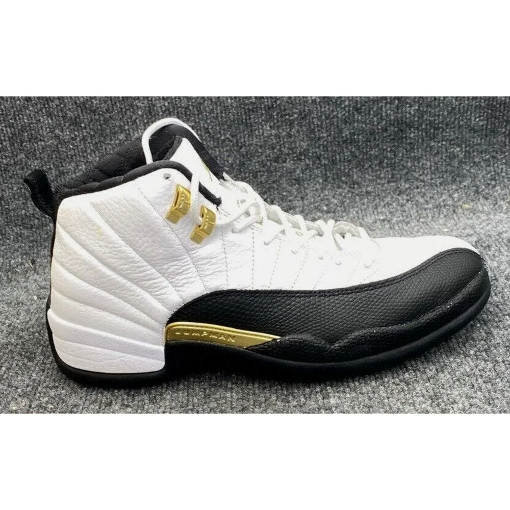 Air Jordan 12 Retro Royalty Taxi White Black Gold CT8013-170 Men Size 9 Mid Top